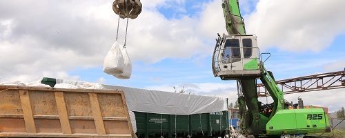 SENNEBOGEN - Bag handling with orange peel grapple