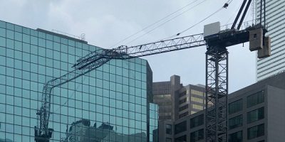 crane hits Toronto building