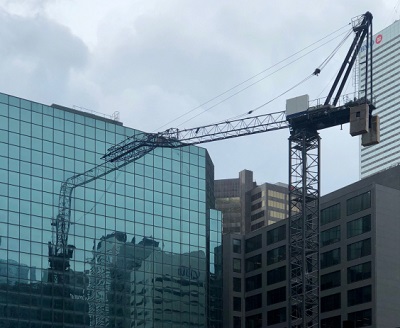 crane hits Toronto building