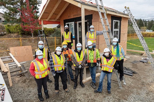 Indigenous construction students complete energy efficient shed at Westbank First Nation