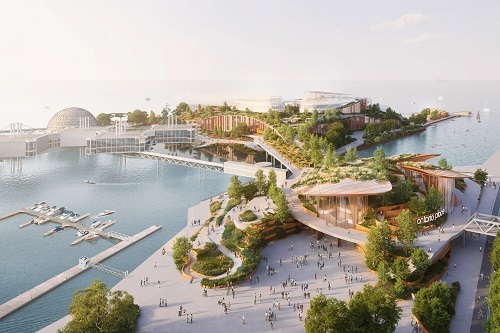 Therme Canada reveals updated Ontario Place design with nearly 16 acres of public space. (CNW Group/Therme Canada)