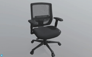 3D image of an office chair all readily available for use in Revit & SketchUp