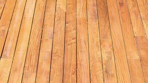 Planks of wood flooring.