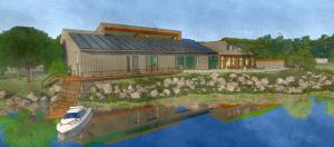 rendering of a metal building design for a new nature center and environmental research facility