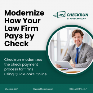 Checkrun modernizes, secures, and improves payment issuance for law firms. Remote check printing,