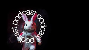 Image of the Rabbit Whole Mascot in Spacesuit Podcast emblem