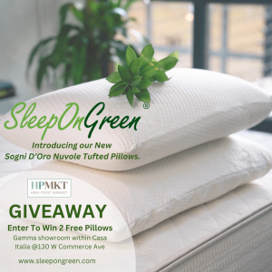 As a special bonus for market attendees that come by early, you can enter a drawing for a chance to win 2 x luxury Sogni D’Oro Nuvole tufted pillows.