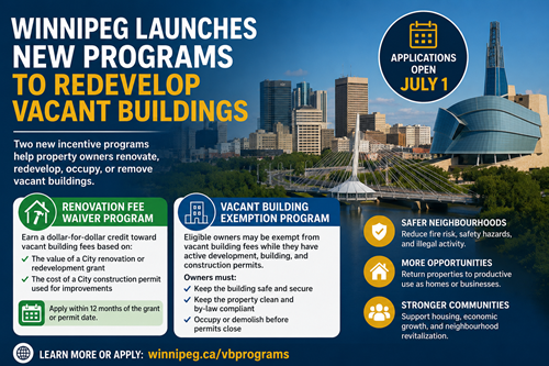 Winnipeg Launches New Incentive Programs to Redevelop Vacant Buildings